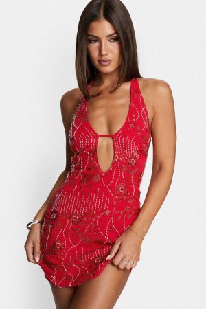 Telenova Halter Mini Dress Red