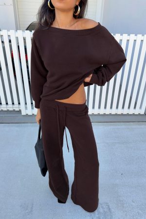 Dodie Wide Leg Pants Washed Brown