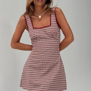 Dasha Mini Dress Red Check Tall