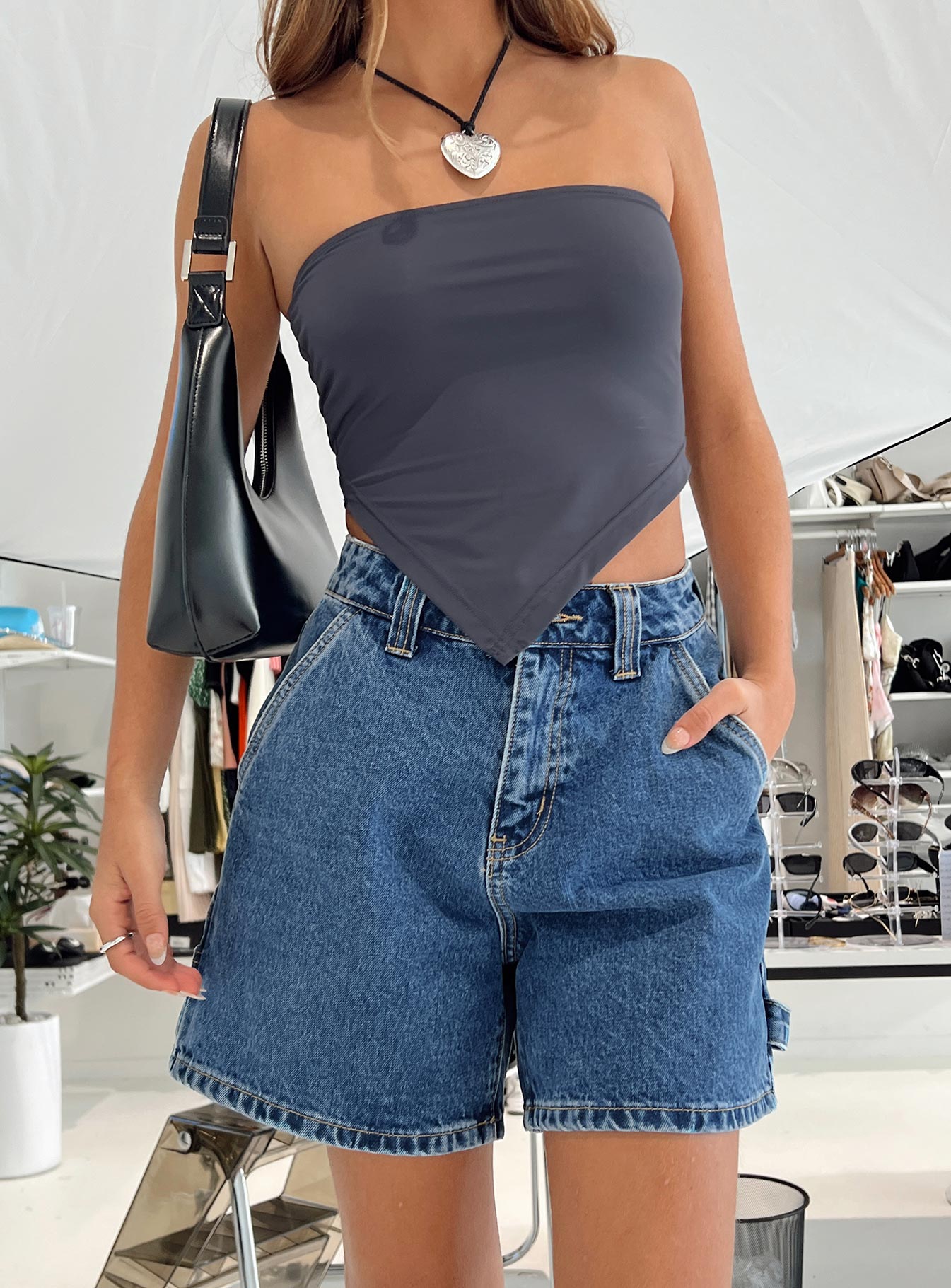 Lou Carpenter Denim Shorts Mid Wash - Image 2