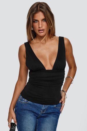 Sublime Ruched Top Black