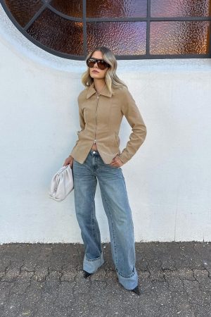 Ezia Wide Cuff Baggy Jeans Raw Denim