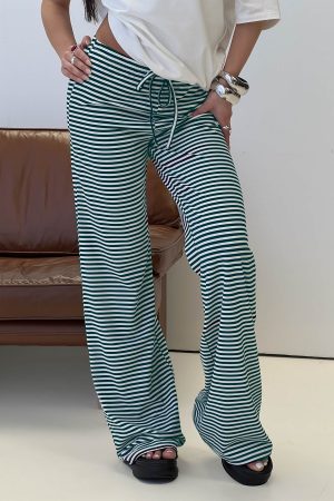 Alfreda Jersey Pants Navy Stripe