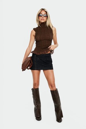 Darbi Denim Mini Skort Raw Denim