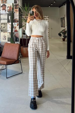 Archer Pants Beige Plaid