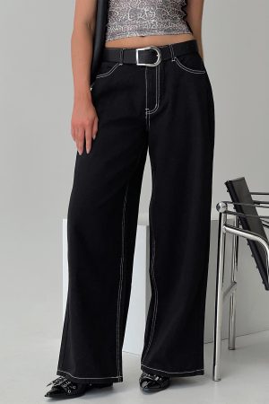 Naylor Mid Rise Wide Leg Jeans Mid Black