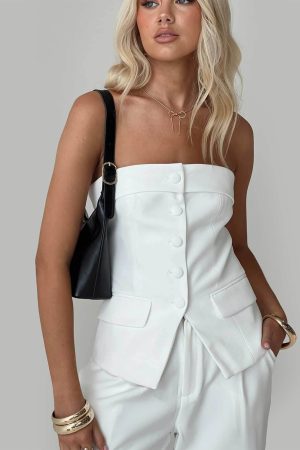 Change It Up Strapless Top White Petite