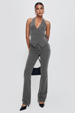 Calexico Buckle Pant Grey Pinstripe