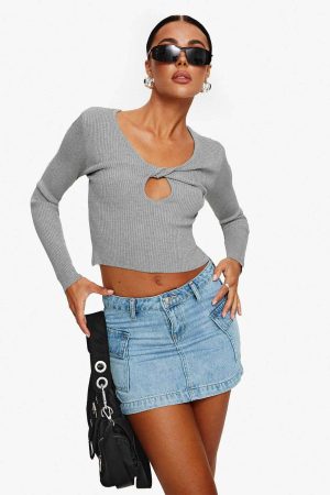 Zakai Cargo Denim Mini Skirt Ice Blue