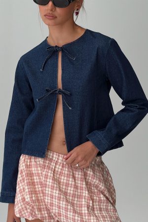 Never Alone Tie Detail Jacket Denim