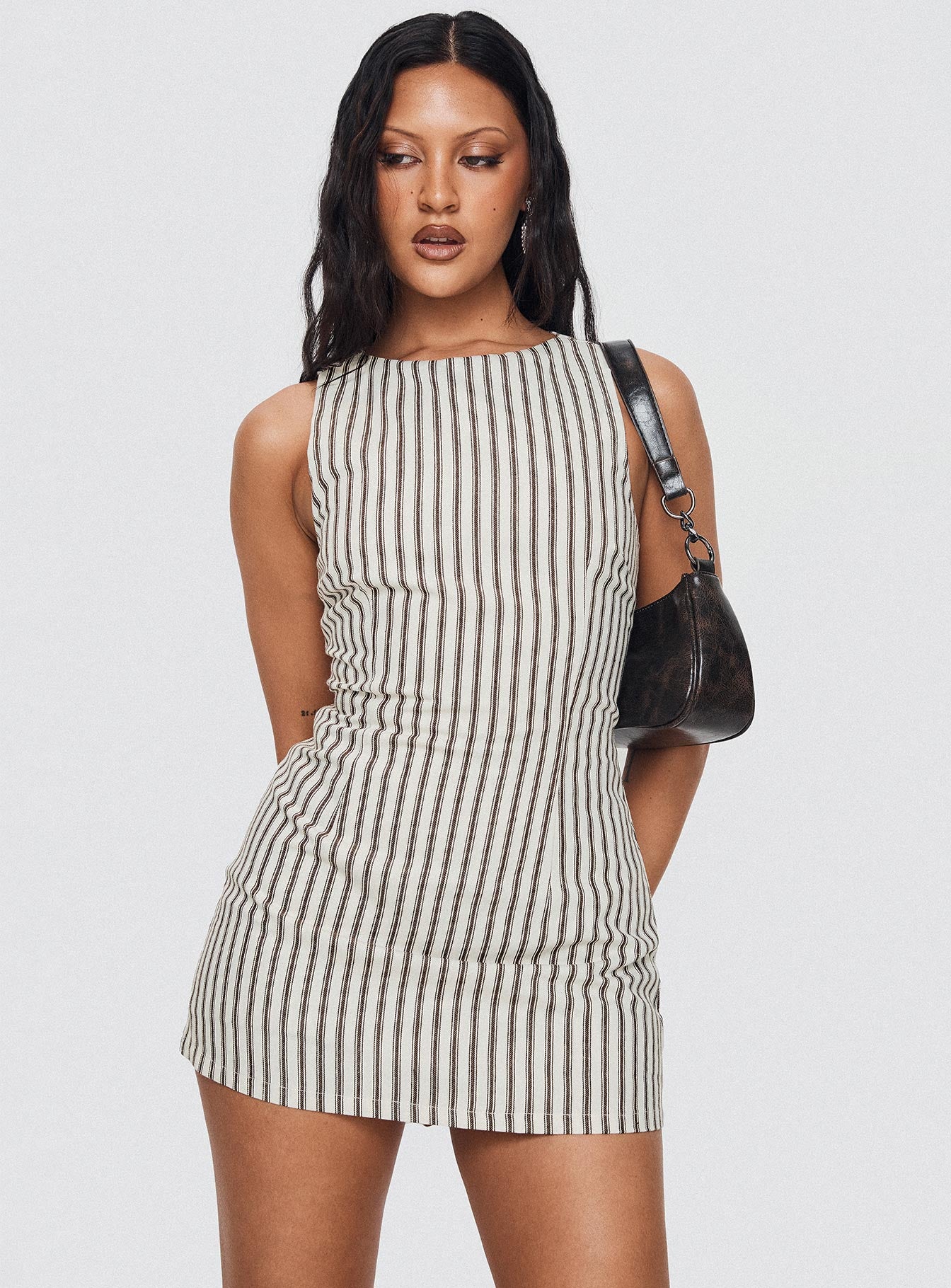 Yumiko Romper Brown Stripe Tall - Image 8