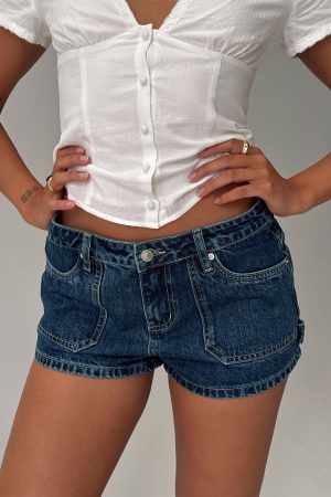Kirkes Cargo Micro Denim Short Mid Blue Wash