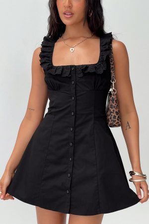 Oliveah Frill Mini Dress Black Petite