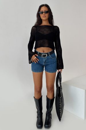 Saldana Shorts Mid Blue Denim Petite