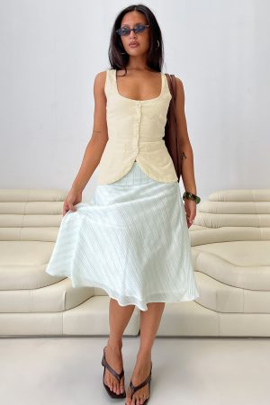 Alunara Midi Skirt Aqua Stripe