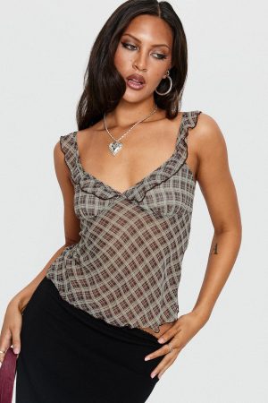 Zayliah Frill Detail Top Wine Check