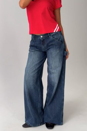 Downtowner Low Rise Cargo Jeans Mid Blue Wash