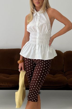 As You Are Shirred Halter Top White