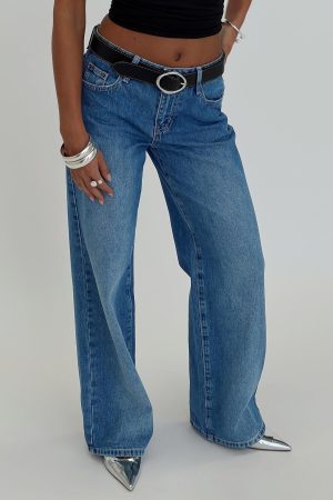 On Sunset Mid Rise Straight Leg Jeans Dark Wash