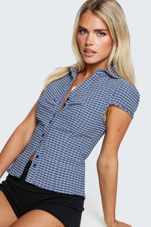 Arianwyn Short Sleeve Shirt Navy Check