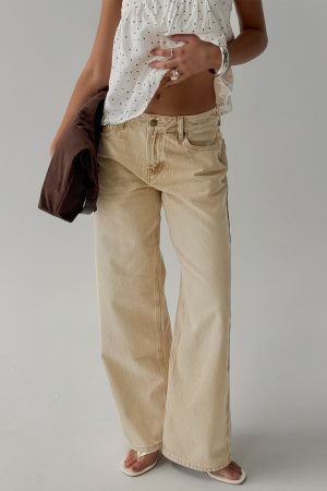 Serenitia Mid Rise Relaxed Jeans Sandy Brown Wash
