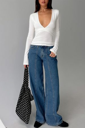 Lando Low Rise Straight Leg Jeans Mid Blue Wash