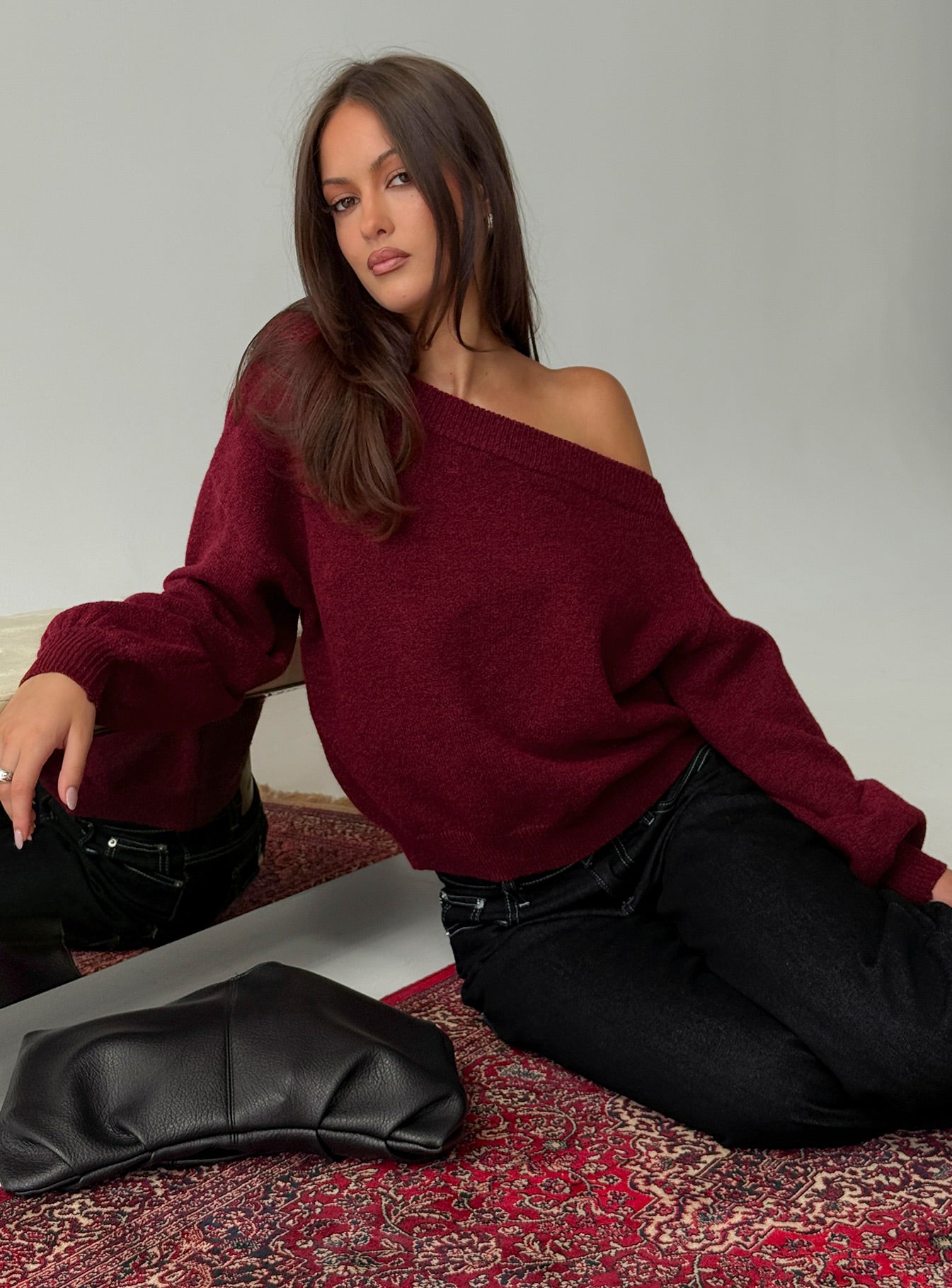 Noble Off The Shoulder Sweater Red - Image 8