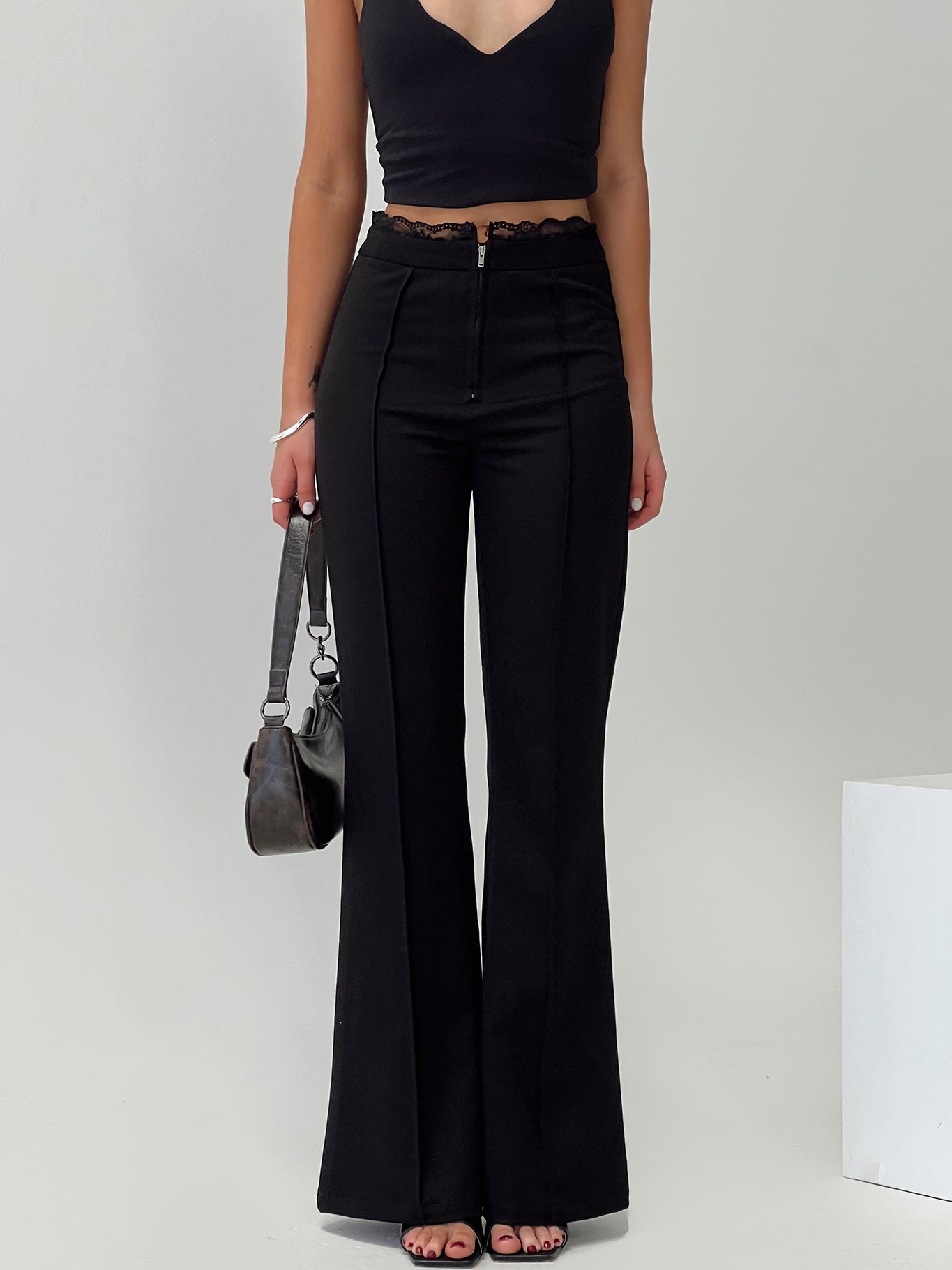 Stellina Slim Fit Flared Pants Black - Image 3