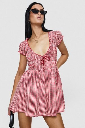 Wescott Gingham Playsuit Red / White