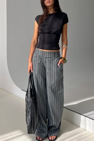Cedars Low Rise Pant Grey Stripe