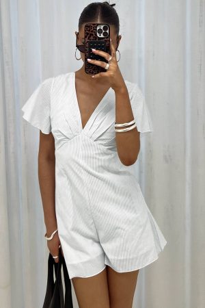 Full Of Strangers Playsuit White Stripe