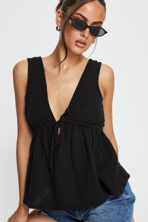 Dianna Babydoll Cami Top Black