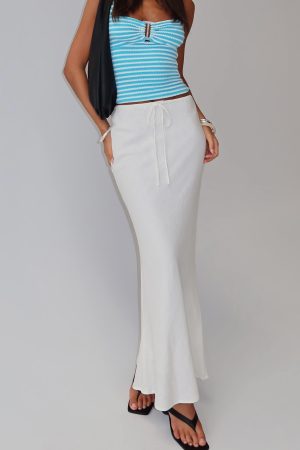 Mercer Linen Blend Maxi Skirt White