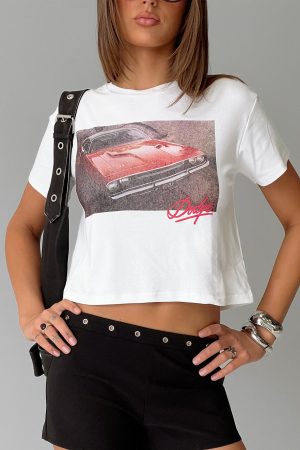 Dodge Girl Graphic Top White
