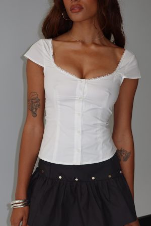 Transcendence Button Up Top White