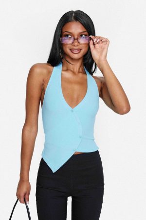 Avrilla Wrap Knit Top Blue