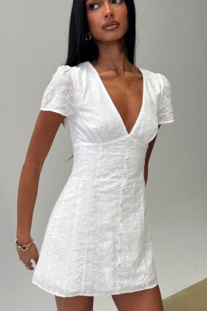 Loveliness Playsuit White Anglaise