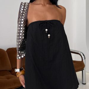 Isafelia Strapless Playsuit Black