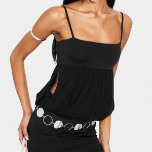 Franciska Sheer Blouson Mini Dress Black