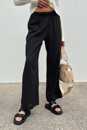 Louis Linen Blend Pants Black