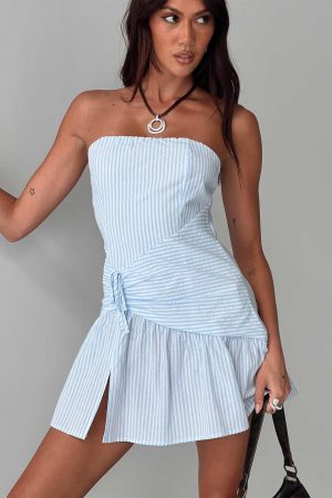 Archetype Strapless Mini Dress Blue Stripe