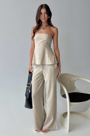 Syrena Tailored Wide Leg Pant Natural