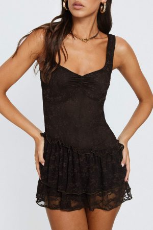 Kaydenn Frill Playsuit Chocolate