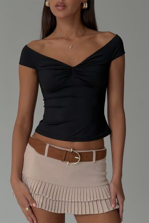 Maxeina Off Shoulder Twist Top Black
