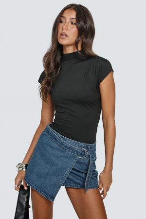 Elinora Wrap Mini Skirt Mid Blue Wash