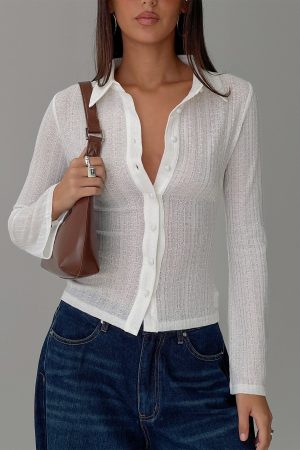 When You Sleep Long Sleeve Top White