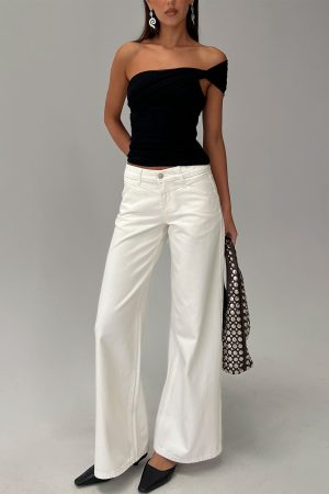 Catiana Low Rise Wide Leg Jeans White