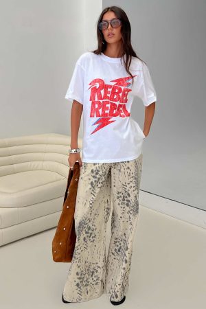 Naylor Mid Rise Wide Leg Jeans Animal Spot