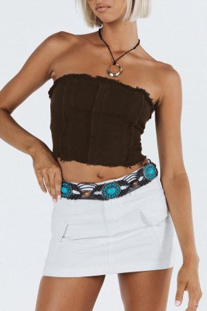 Zakai Cargo Denim Mini Skirt White