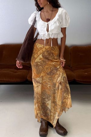 Lyanna Hanky Hem Maxi Skirt Multi